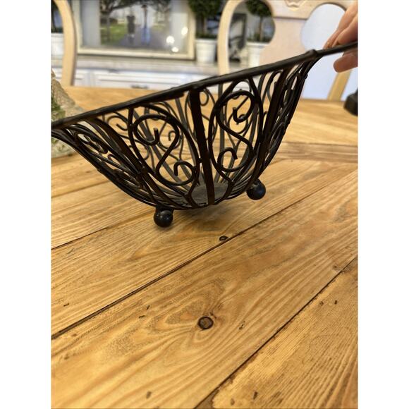 Black Decorative Footed 10 1/2 In Diameter Bowl Fruit/Bread/Rolls Table Basket - Picture 4 of 9